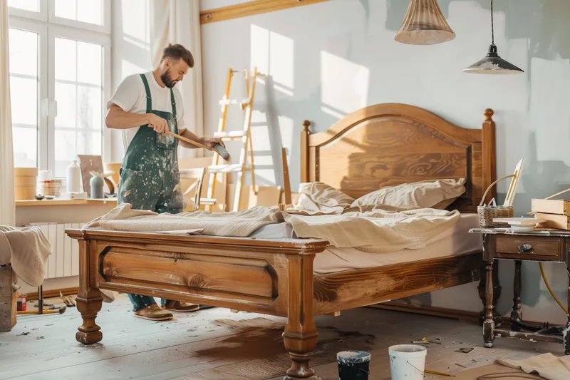 como pintar una cama de madera con brocha