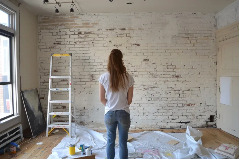 como pintar una pared con diseno de ladrillos