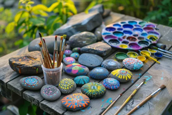 como pintar piedras de rio para jardin