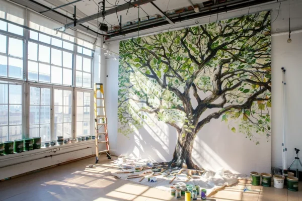 como pintar un arbol en la pared